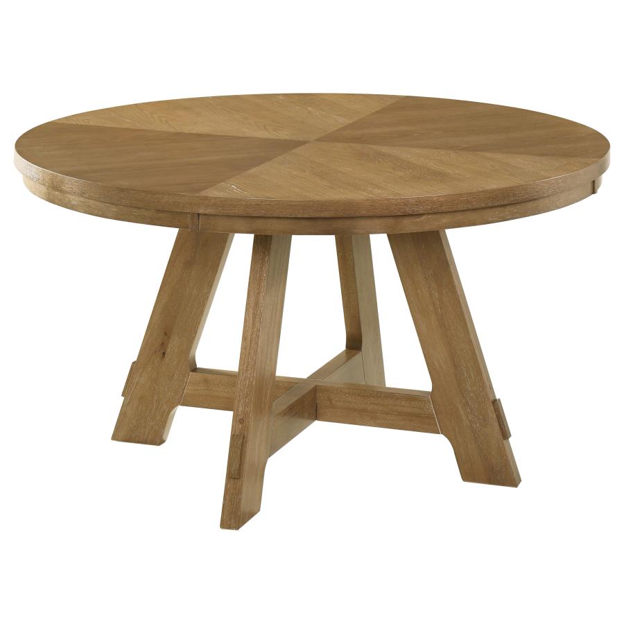 (image for) Danvers Round 54-inch Wood Dining Table Brown Oak - Click Image to Close