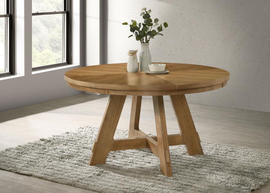 (image for) Danvers Round 54-inch Wood Dining Table Brown Oak