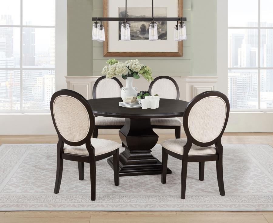(image for) Twyla 5-piece Round Wood Dining Room Table Set Dark Cocoa