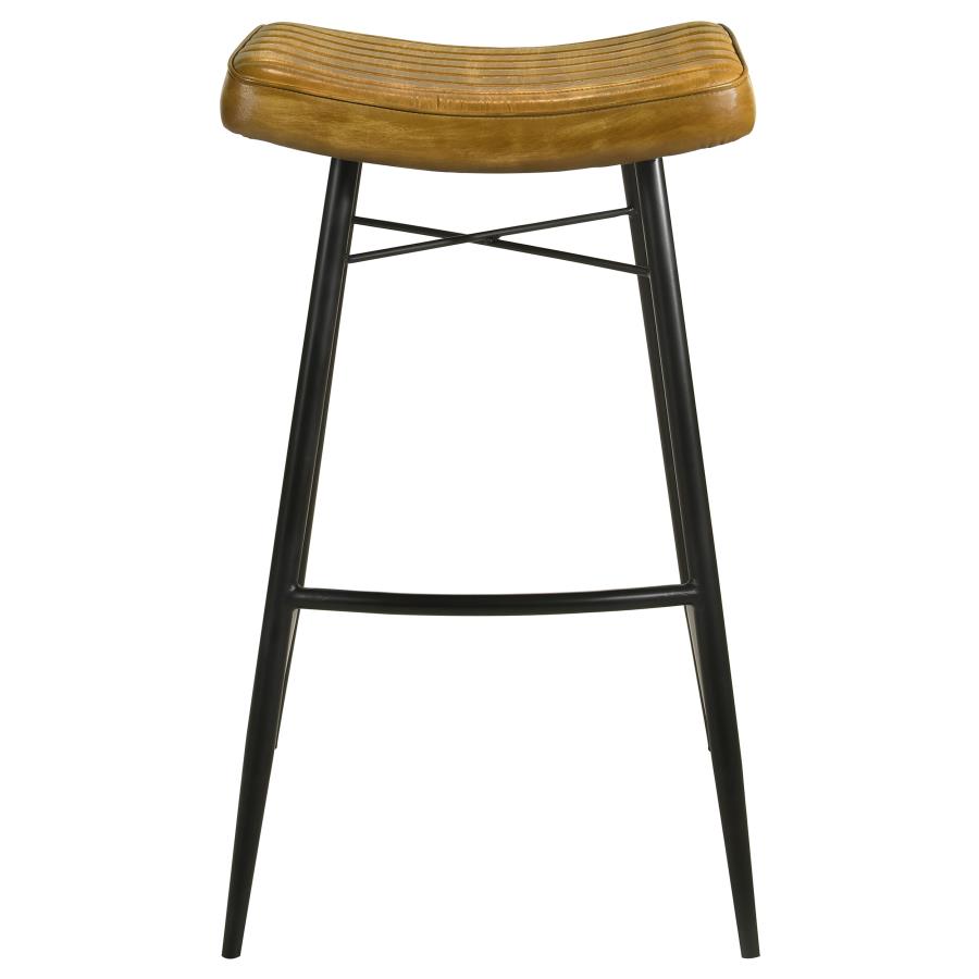 (image for) Bayu Leather Upholstered Bar Stool Antique Camel (Set of 2)