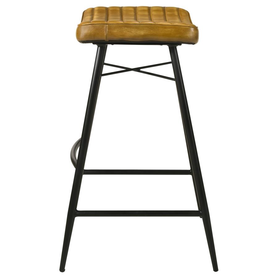 (image for) Bayu Leather Upholstered Bar Stool Antique Camel (Set of 2)