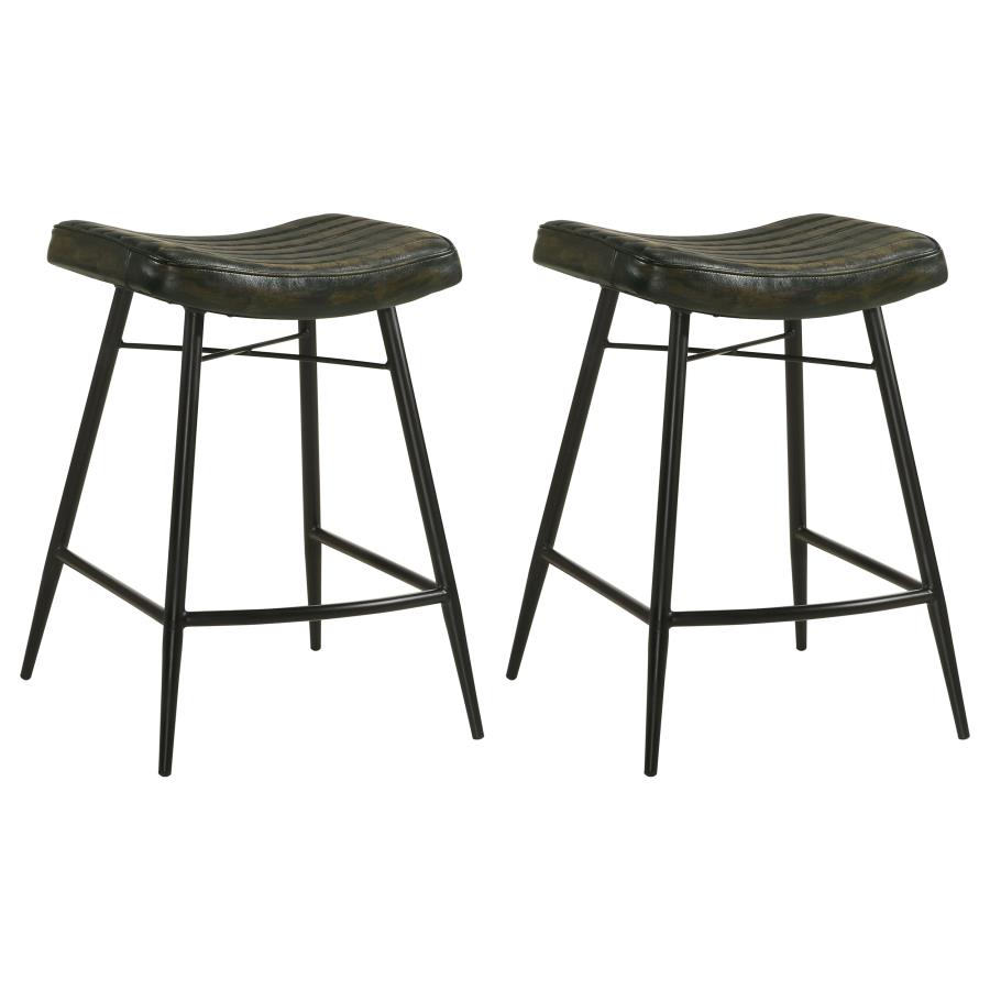 (image for) Bayu Leather Upholstered Counter Stool Espresso (Set of 2) - Click Image to Close