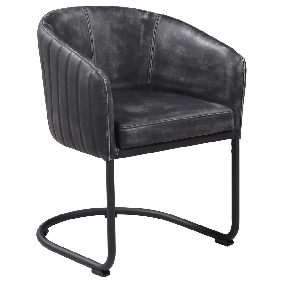 (image for) Banner Leatherette Upholstered Dining Arm Chair Anthracite - Click Image to Close