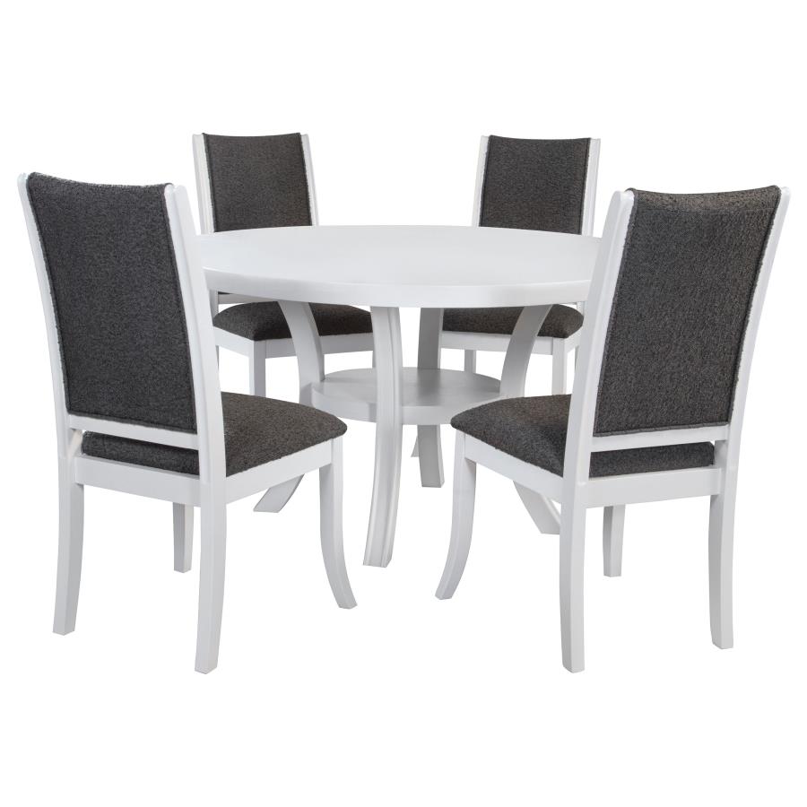 (image for) Judd 5-piece 54-inch Round Wood Dining Table Set Pearl White