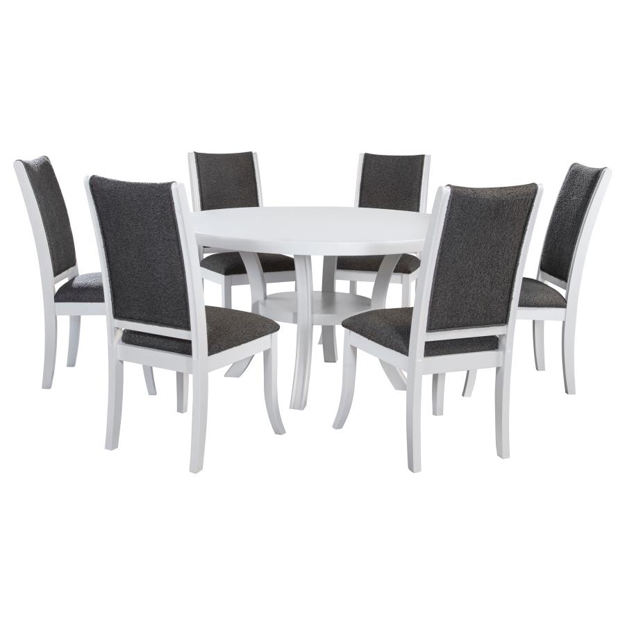 (image for) Judd 7-piece 54-inch Round Wood Dining Table Set Pearl White