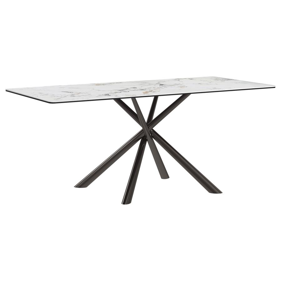 (image for) Carvell Rectangular Sintered Stone Dining Table Mirage White - Click Image to Close