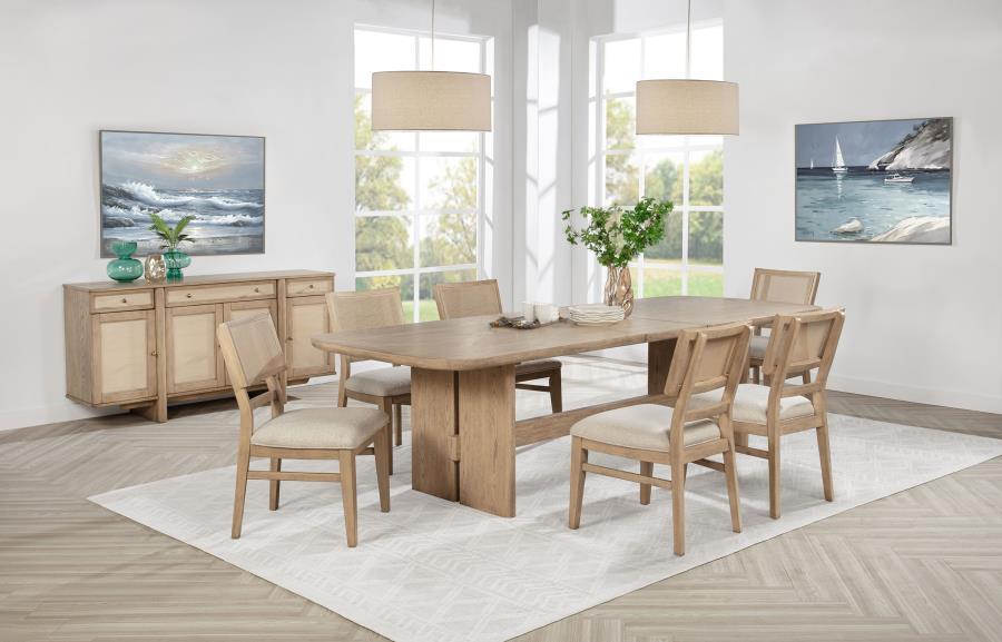 (image for) Kailani 7-piece Rectangular Wood Dining Table Set Beige Oak - Click Image to Close