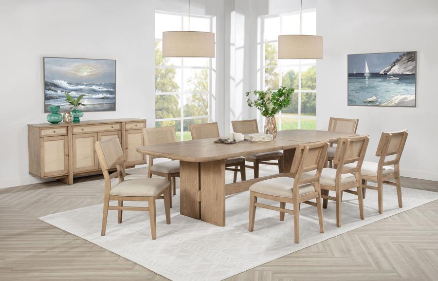 (image for) Kailani 9-piece Rectangular Wood Dining Table Set Beige Oak - Click Image to Close