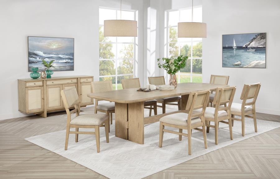 Modal Additional Images for Kailani 110-inch Rectangular Wood Dining Table Beige Oak