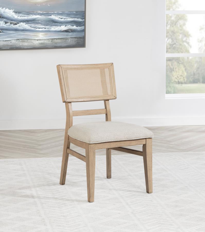 (image for) Kailani Radio Weave Cane Dining Side Chair Beige Oak