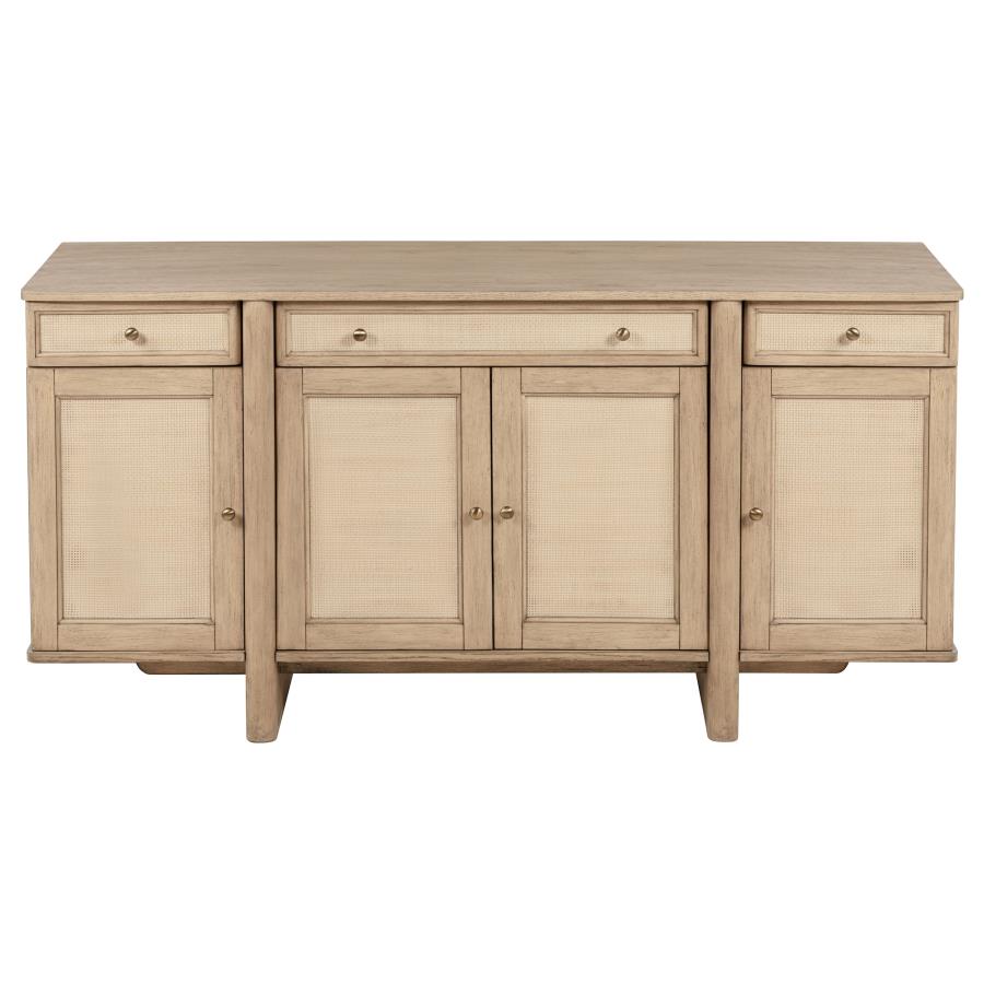 (image for) Kailani 4-door Cane Sideboard Buffet Cabinet Beige Oak