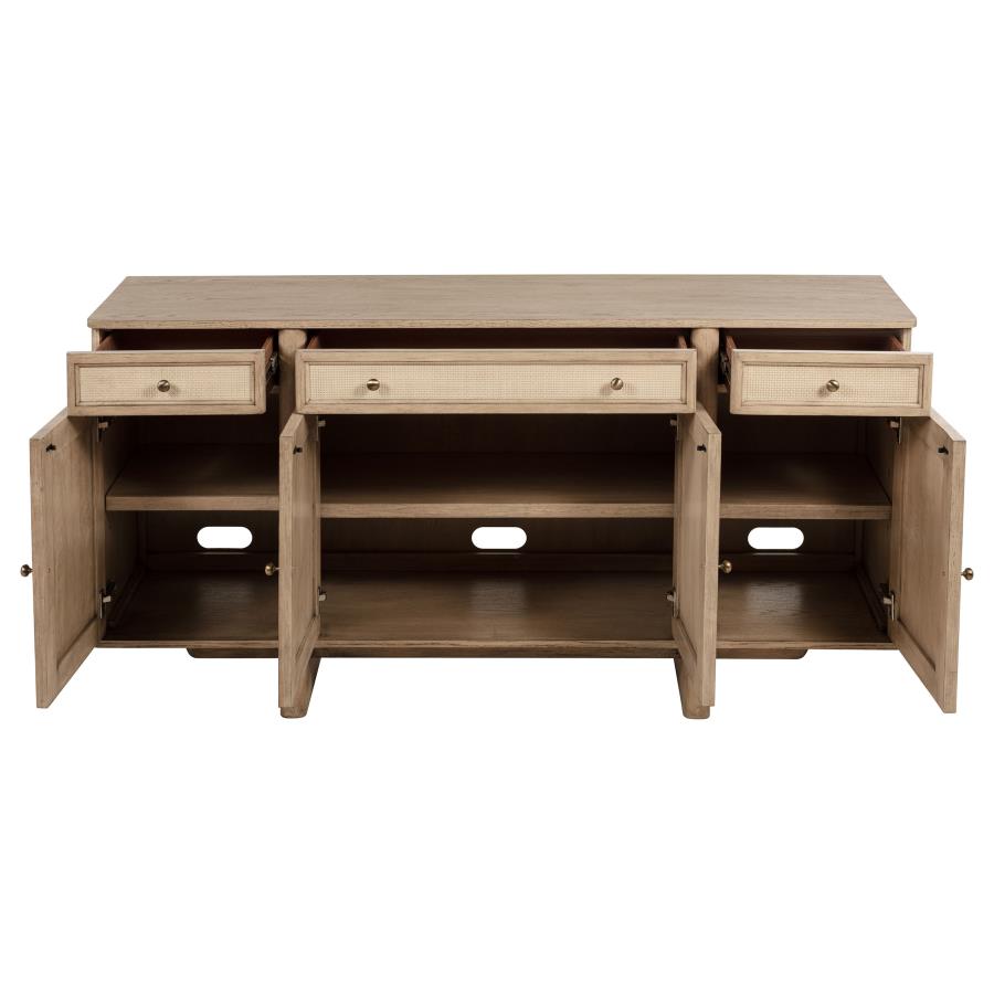 (image for) Kailani 4-door Cane Sideboard Buffet Cabinet Beige Oak