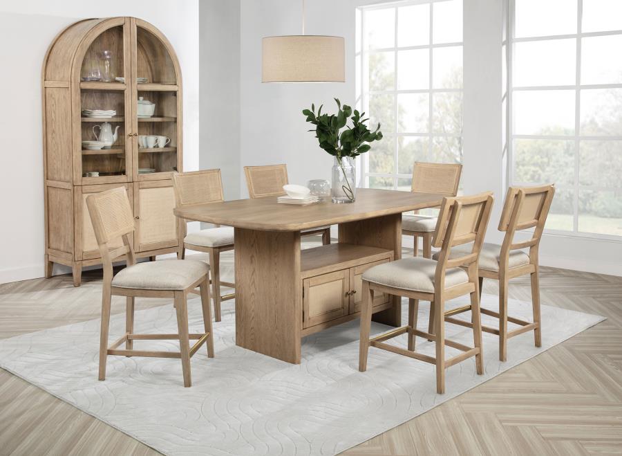 (image for) Kailani 8-piece Counter Dining Set with Cabinet Beige Oak