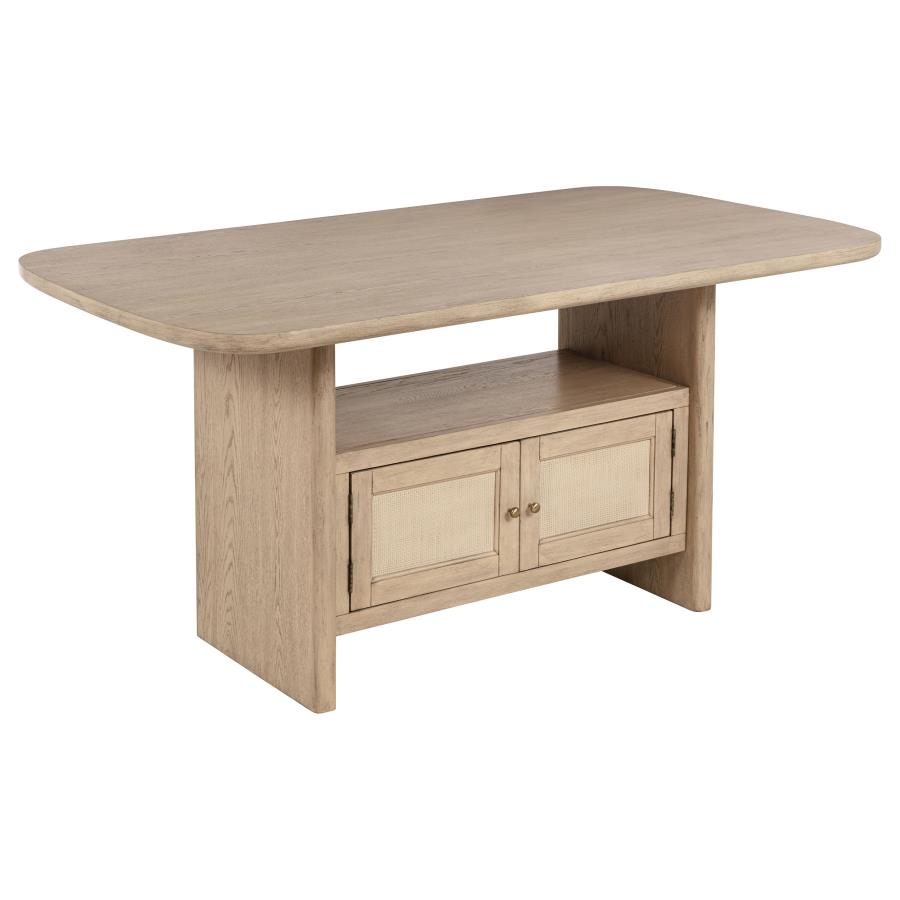 (image for) Kailani Cane Counter Height Storage Dining Table Beige Oak