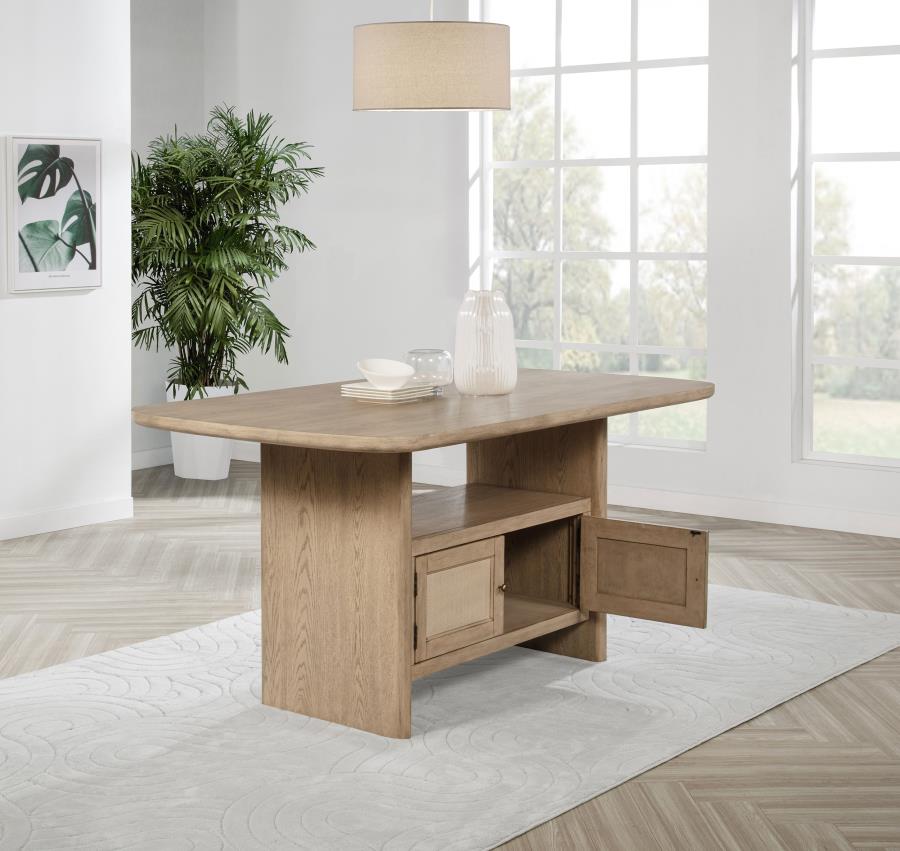 (image for) Kailani Cane Counter Height Storage Dining Table Beige Oak