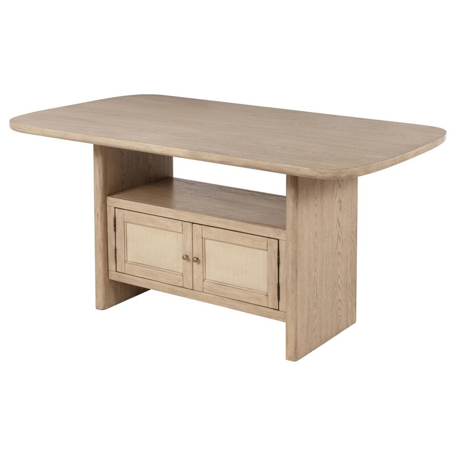 (image for) Kailani Cane Counter Height Storage Dining Table Beige Oak