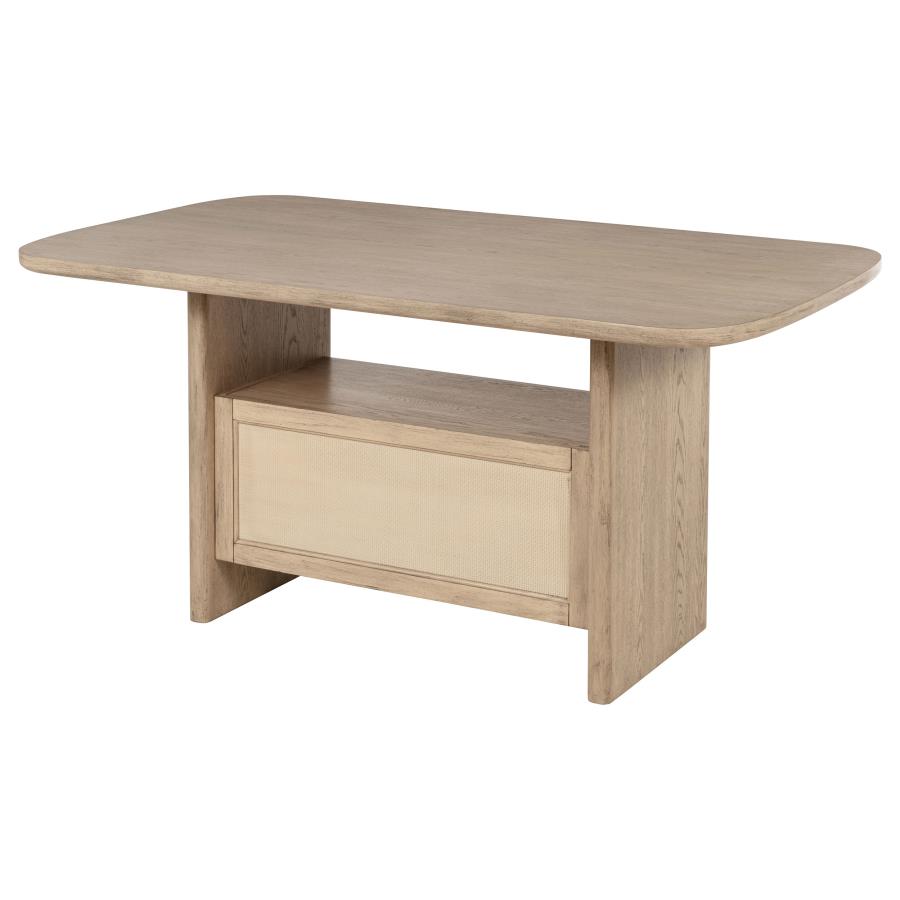 (image for) Kailani Cane Counter Height Storage Dining Table Beige Oak