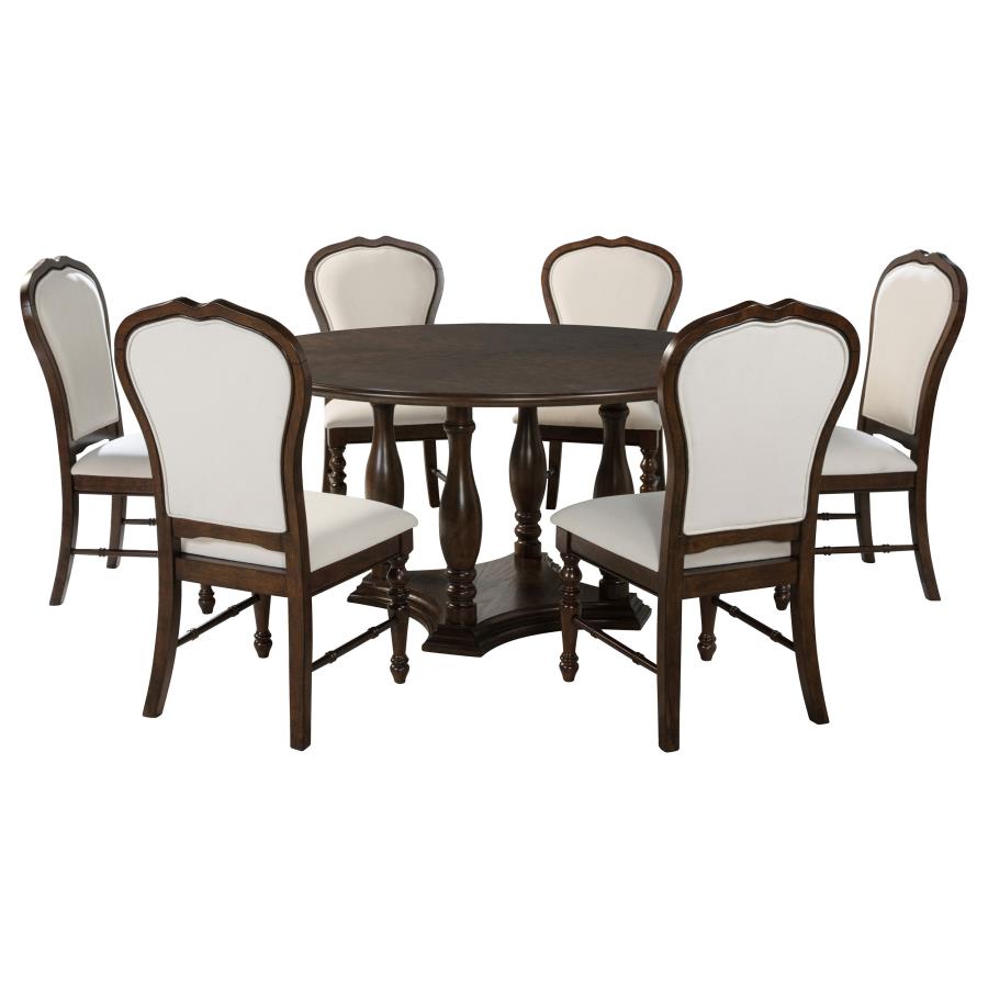 (image for) Landon 7-piece 60-inch Round Dining Table Set Rich Brown