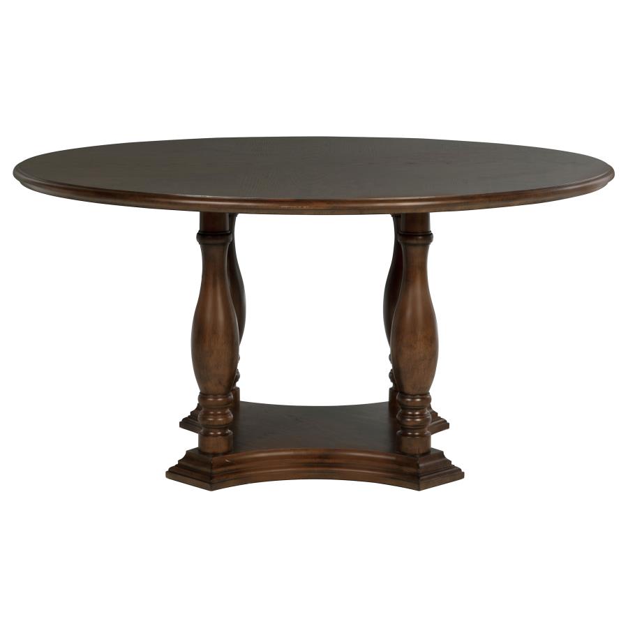 (image for) Landon 60-inch Round Wood Pedestal Dining Table Rich Brown