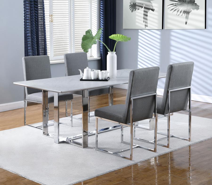 (image for) Annika 5-piece Rectangular Dining Set White and Chrome - Click Image to Close