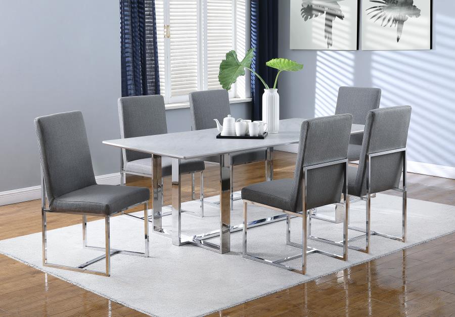 (image for) Annika 7-piece Rectangular Dining Set White and Chrome