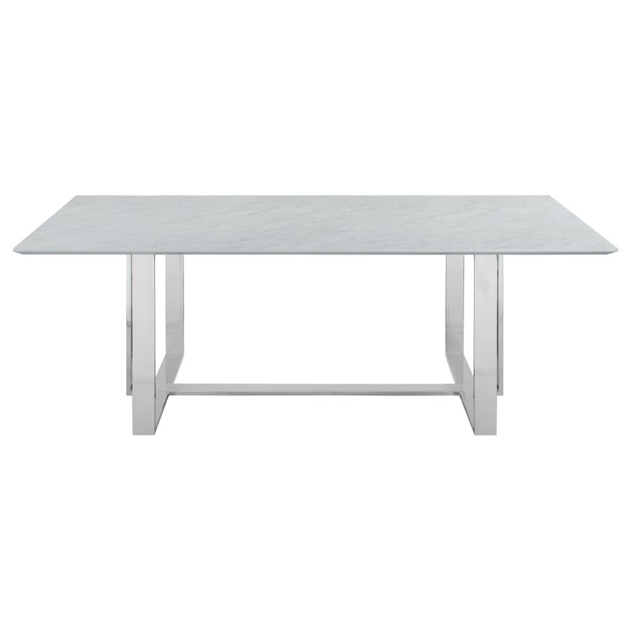 (image for) Annika Rectangular Glass Top Dining Table White and Chrome