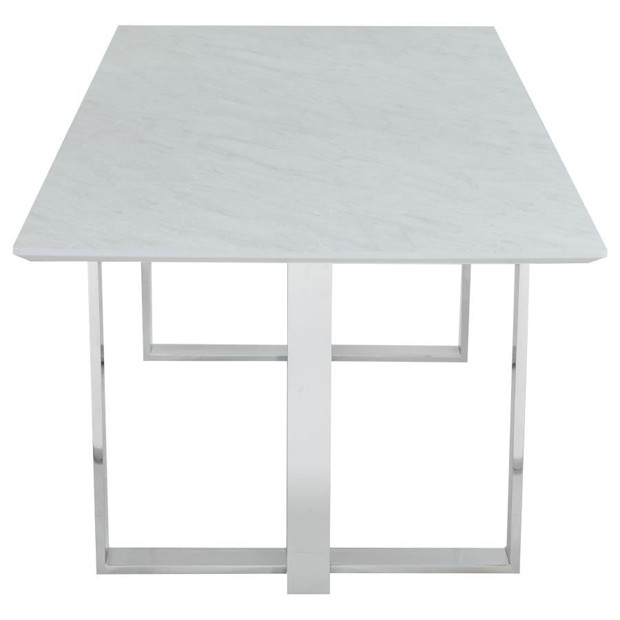 (image for) Annika Rectangular Glass Top Dining Table White and Chrome