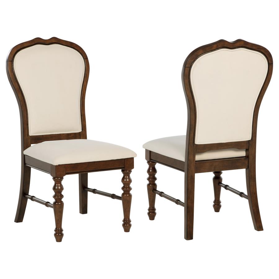 (image for) Landon Upholstered Dining Side Chair Rich Brown (Set of 2) - Click Image to Close