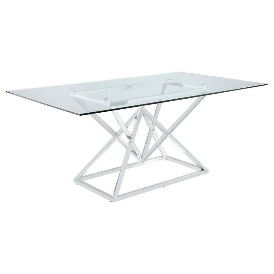 (image for) Beaufort Rectangular 71-inch Glass Top Dining Table Chrome