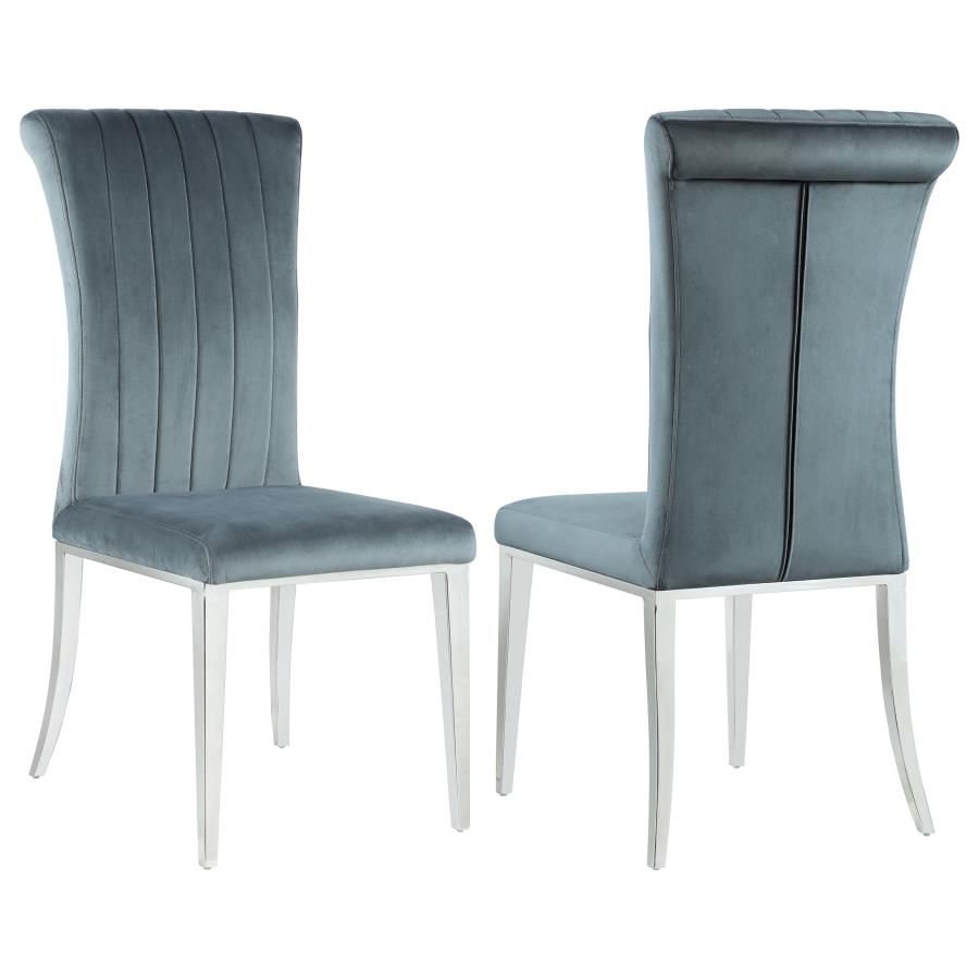 (image for) Beaufort Upholstered Dining Side Chair Steel Grey (Set of 2) - Click Image to Close