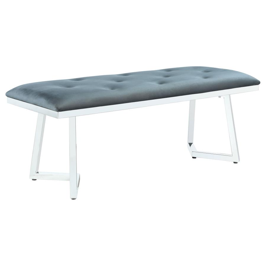 (image for) Beaufort Velvet Upholstered Dining Bench Steel Grey - Click Image to Close