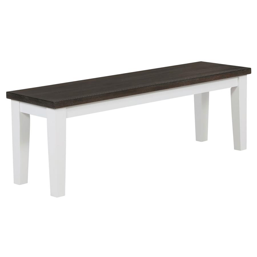 (image for) Kingman Wood Dining Bench Distressed White