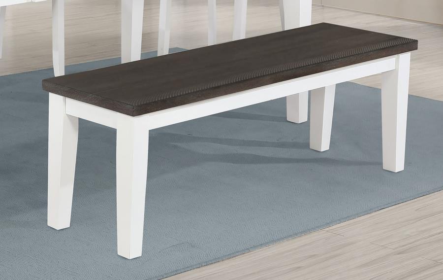 (image for) Kingman Wood Dining Bench Distressed White