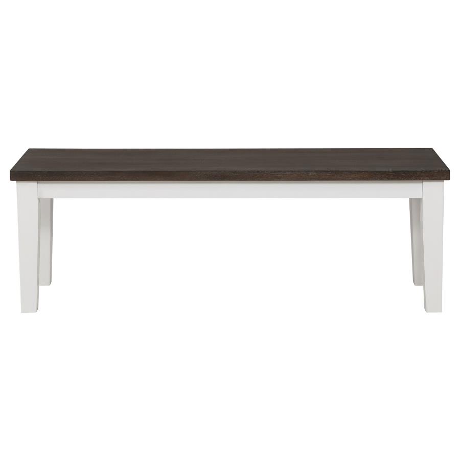 (image for) Kingman Wood Dining Bench Distressed White