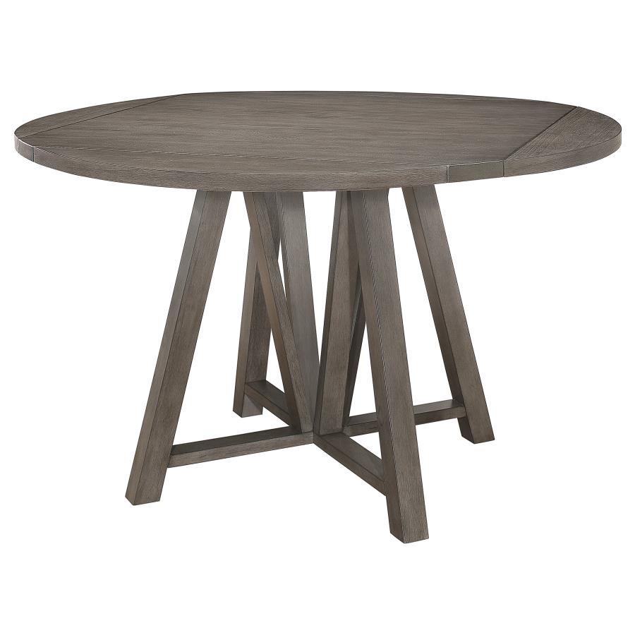 (image for) Athens Round 60-inch Drop Leaf Counter Dining Table Grey - Click Image to Close