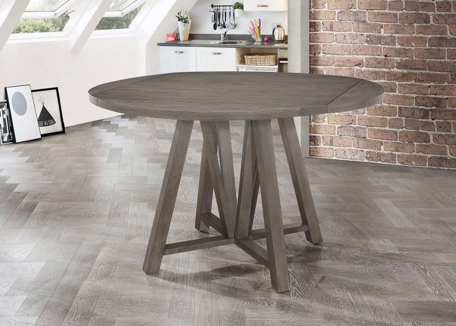 (image for) Athens Round 60-inch Drop Leaf Counter Dining Table Grey