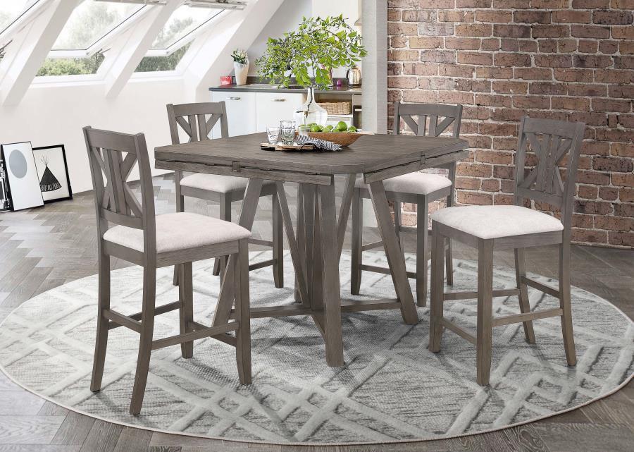 (image for) Athens Round 60-inch Drop Leaf Counter Dining Table Grey