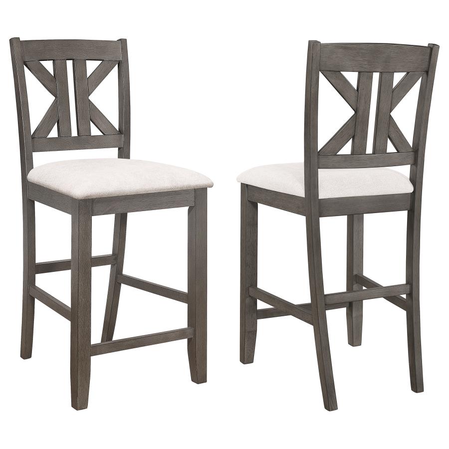 (image for) Athens Wood Counter Chair with Cushion Barn Grey (Set of 2) - Click Image to Close