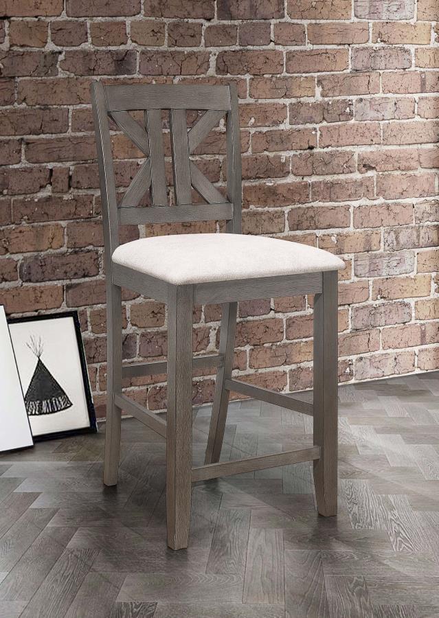 (image for) Athens Wood Counter Chair with Cushion Barn Grey (Set of 2)