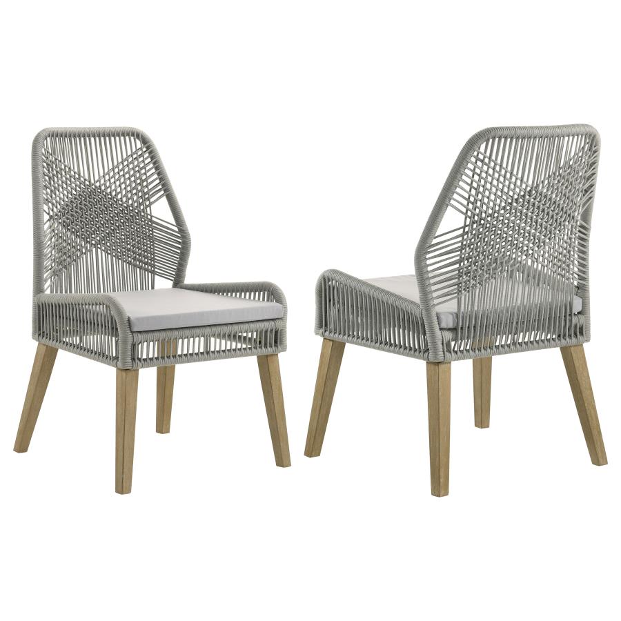 (image for) Nakia Woven Rope Dining Side Chairs Grey (Set of 2)