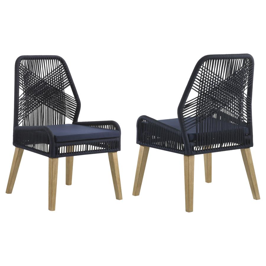 (image for) Nakia Woven Rope Dining Side Chairs Dark Navy (Set of 2)