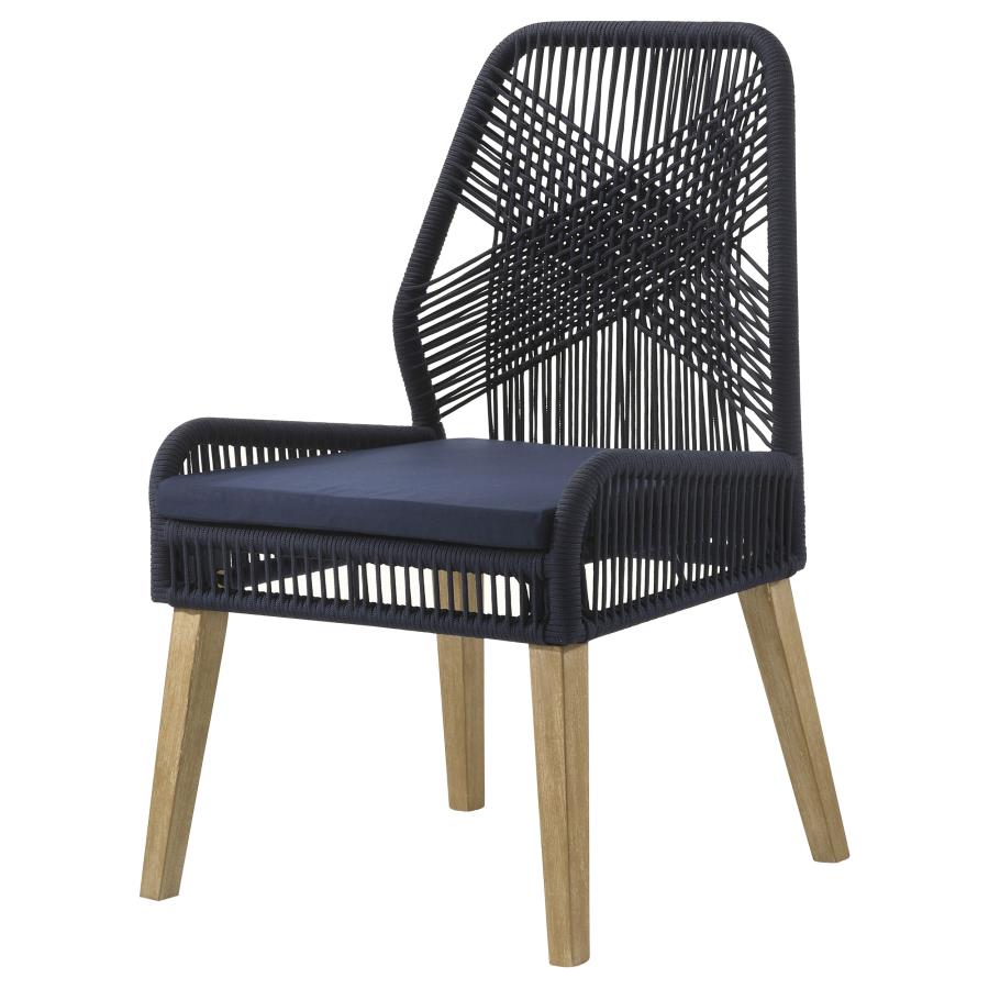 (image for) Nakia Woven Rope Dining Side Chairs Dark Navy (Set of 2)