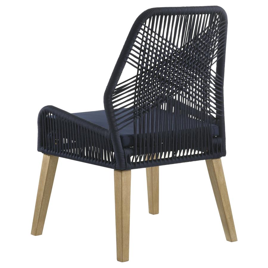 (image for) Nakia Woven Rope Dining Side Chairs Dark Navy (Set of 2)