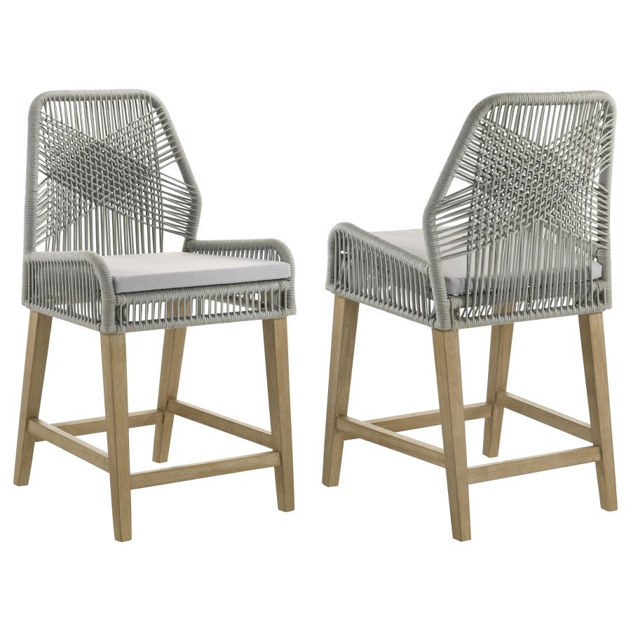 (image for) Nakia Woven Rope Counter Chair with Cushion Grey (Set of 2) - Click Image to Close