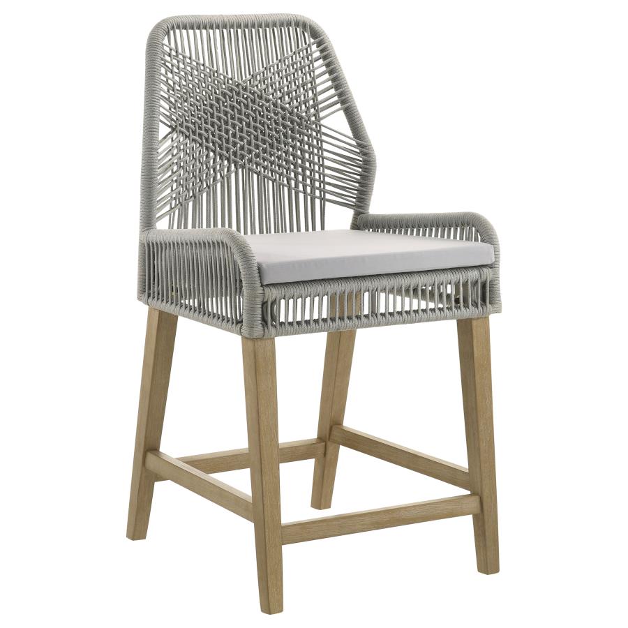 (image for) Nakia Woven Rope Counter Chair with Cushion Grey (Set of 2)