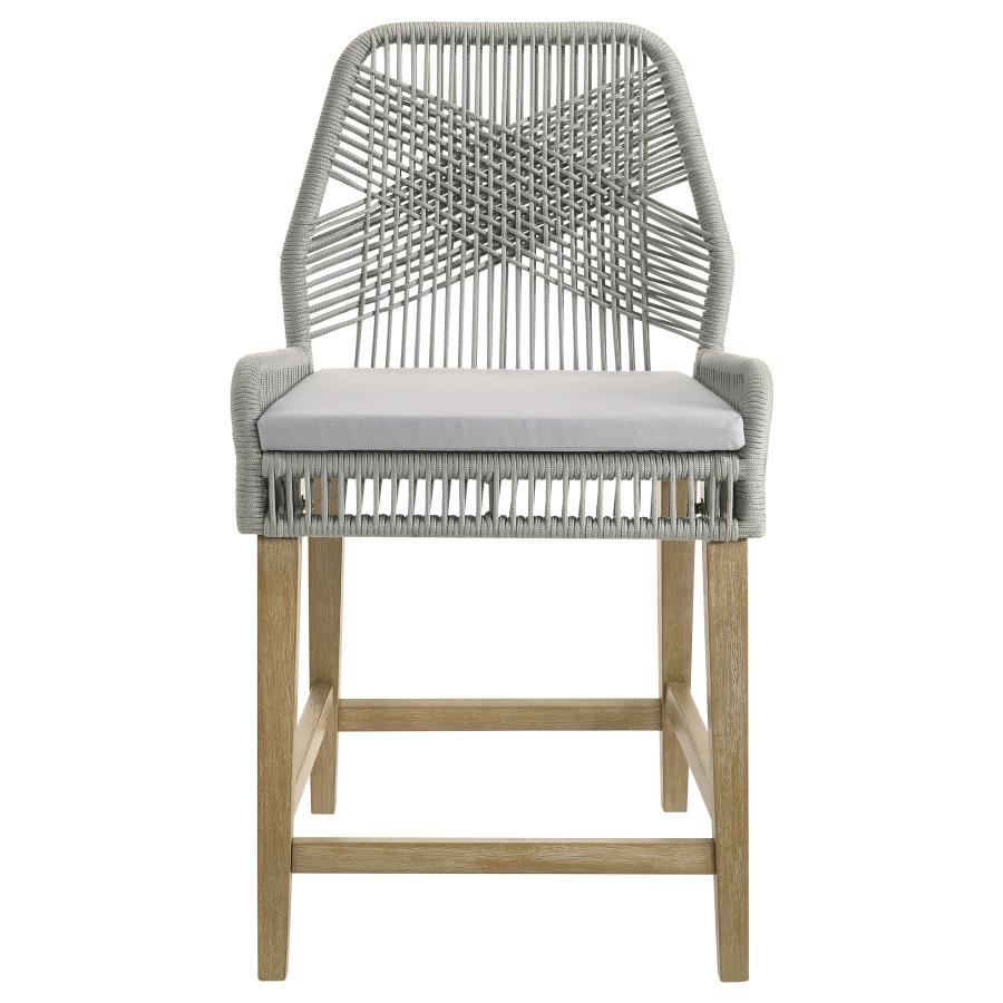 (image for) Nakia Woven Rope Counter Chair with Cushion Grey (Set of 2)