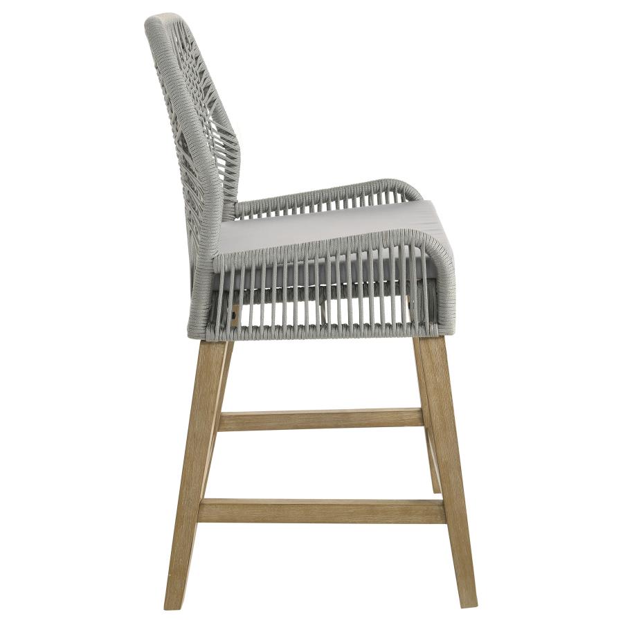 (image for) Nakia Woven Rope Counter Chair with Cushion Grey (Set of 2)