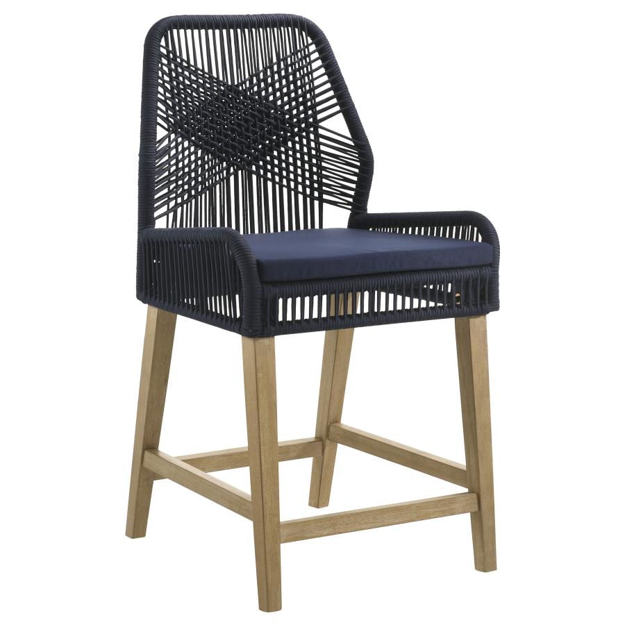 (image for) Nakia Woven Rope Counter Chair with Cushion Navy (Set of 2)