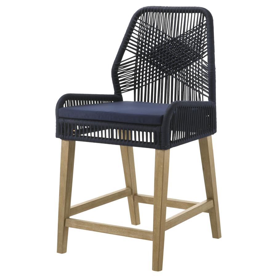 (image for) Nakia Woven Rope Counter Chair with Cushion Navy (Set of 2)