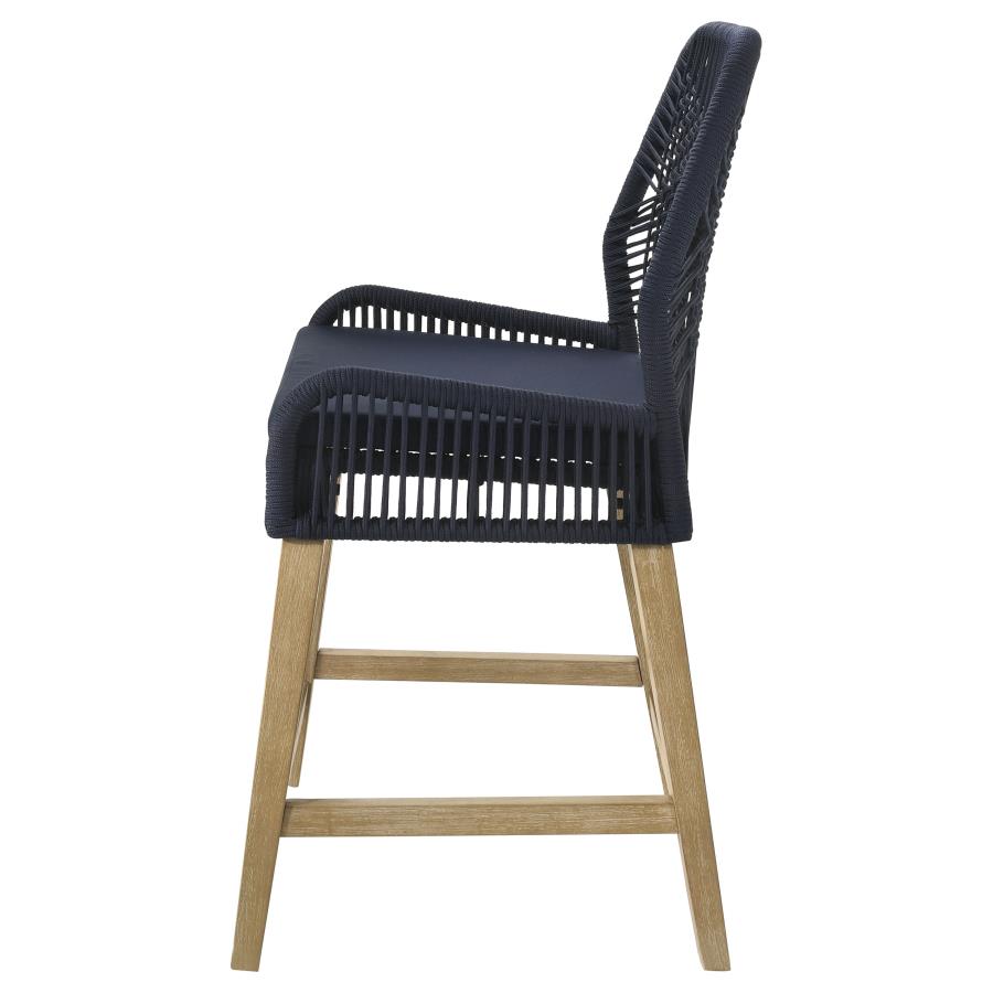 (image for) Nakia Woven Rope Counter Chair with Cushion Navy (Set of 2)